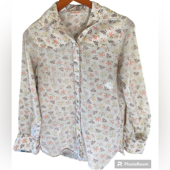 Wrangler Tops - VINTAGE Lady Wrangler 60’s-70’s Era Floral Pearl Snap Western Shirt